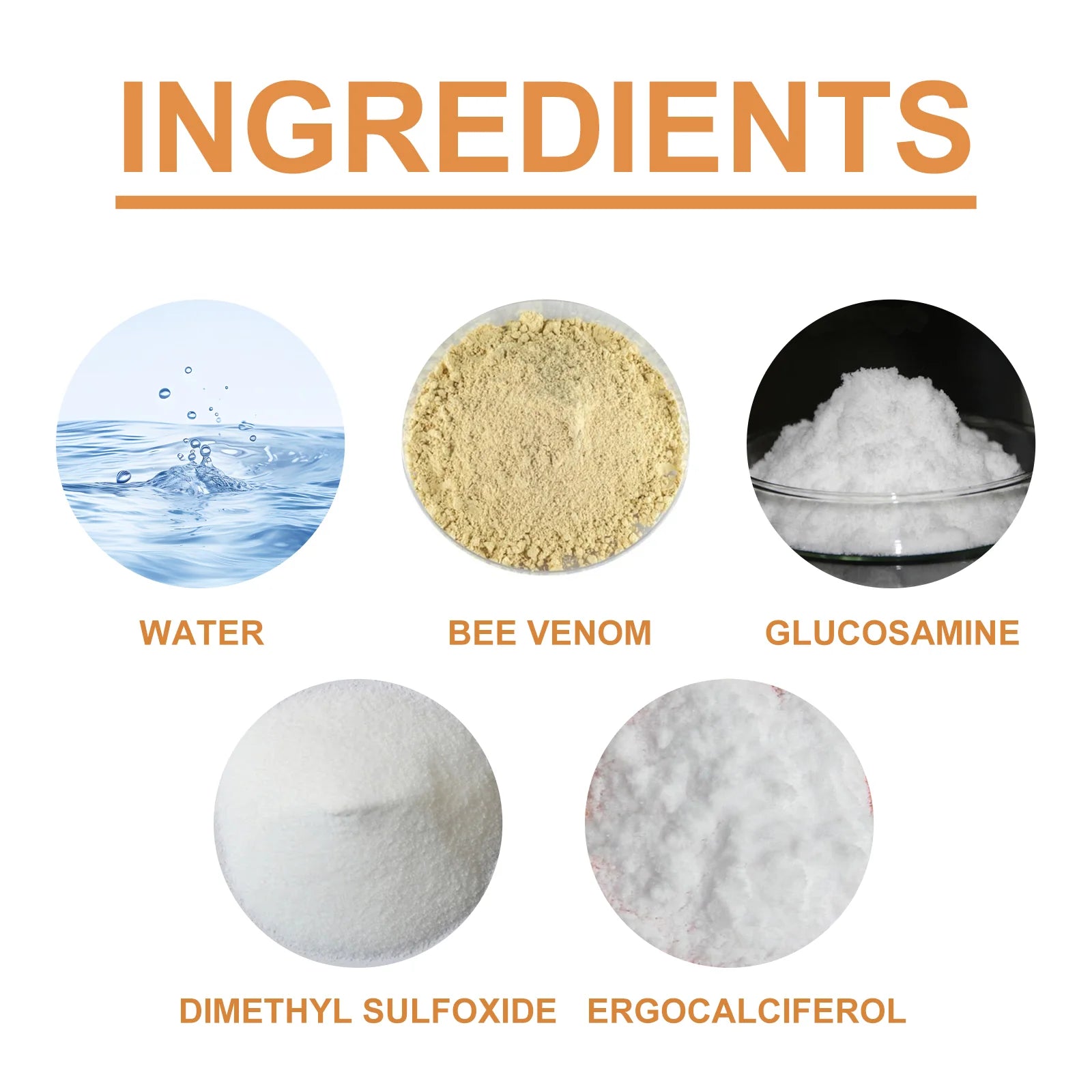 Bee Venom Joint Care Spray ingredients: bee venom, glucosamine, dimethyl sulfone for joint support