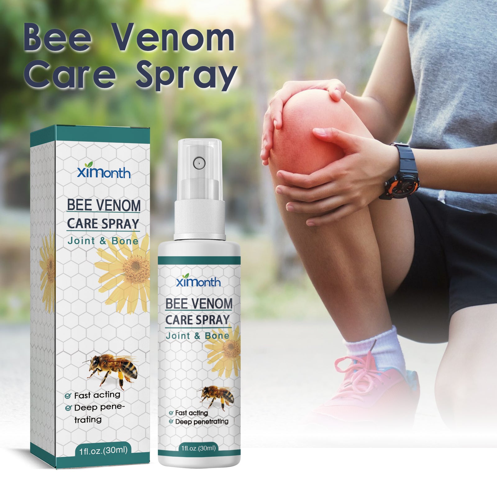 Bee Venom Joint Spray for Deformities applied on knee for pain relief