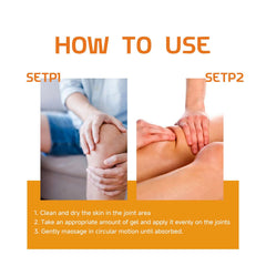 bee venom knee therapy gel application instructions showing how to apply and massage