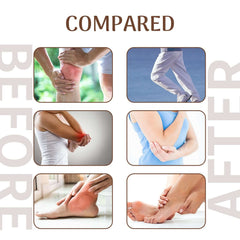 Before and after images showcasing relief from joint pain and discomfort using bee venom joint care spray.