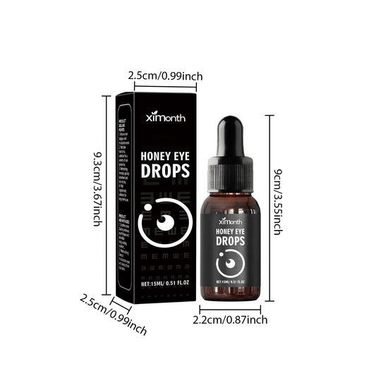 15ml honey eye-drop bottle and retail box with dimensions