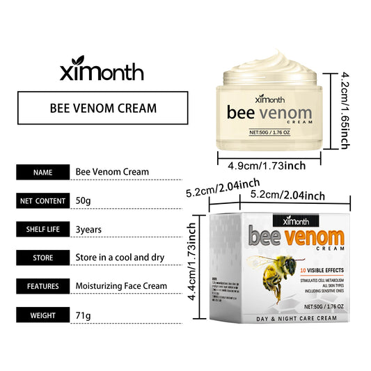 50g Bee Venom Cream jar and carton with package dimensions