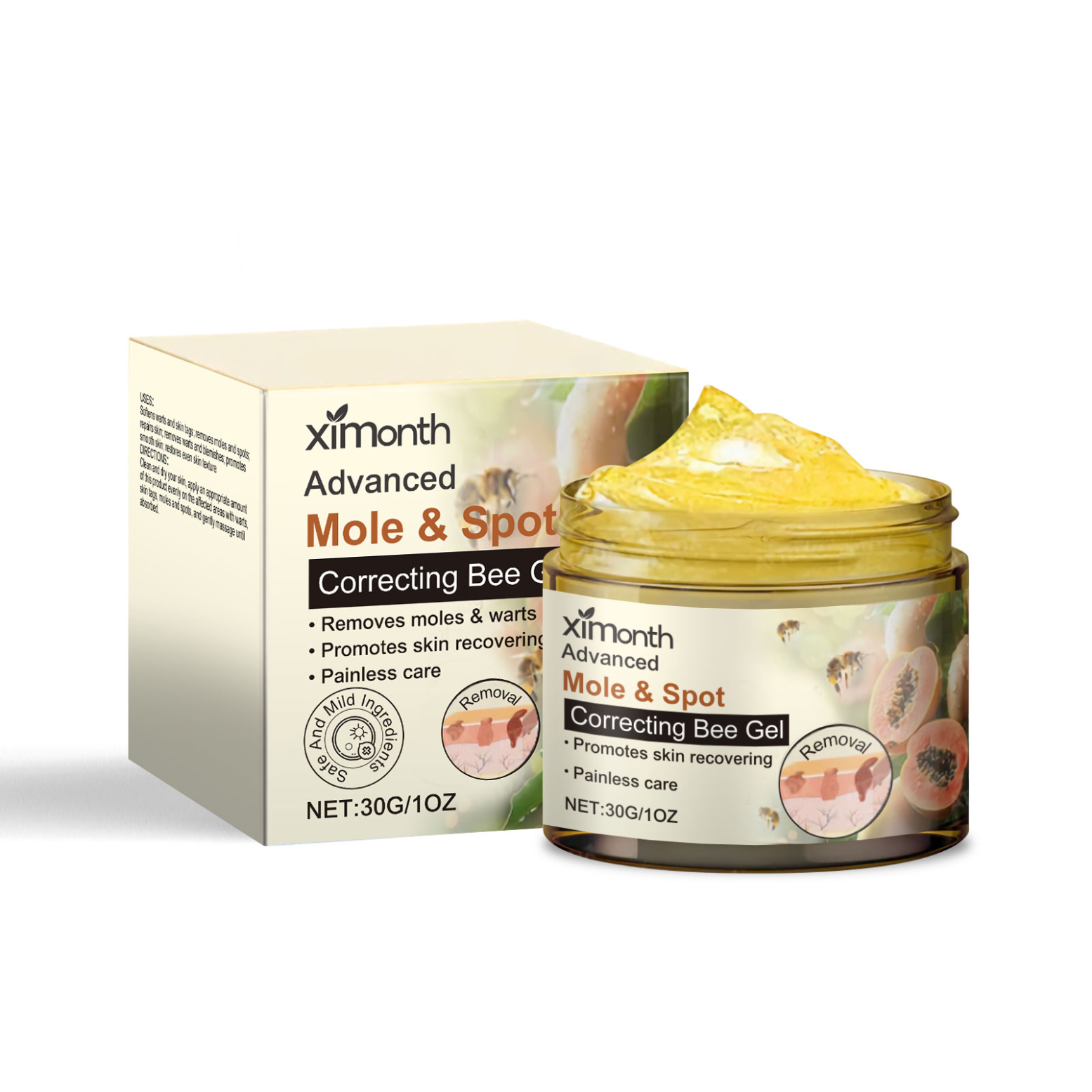 XIMONTH Mole and Spot Correcting Bee Gel 30g jar and carton