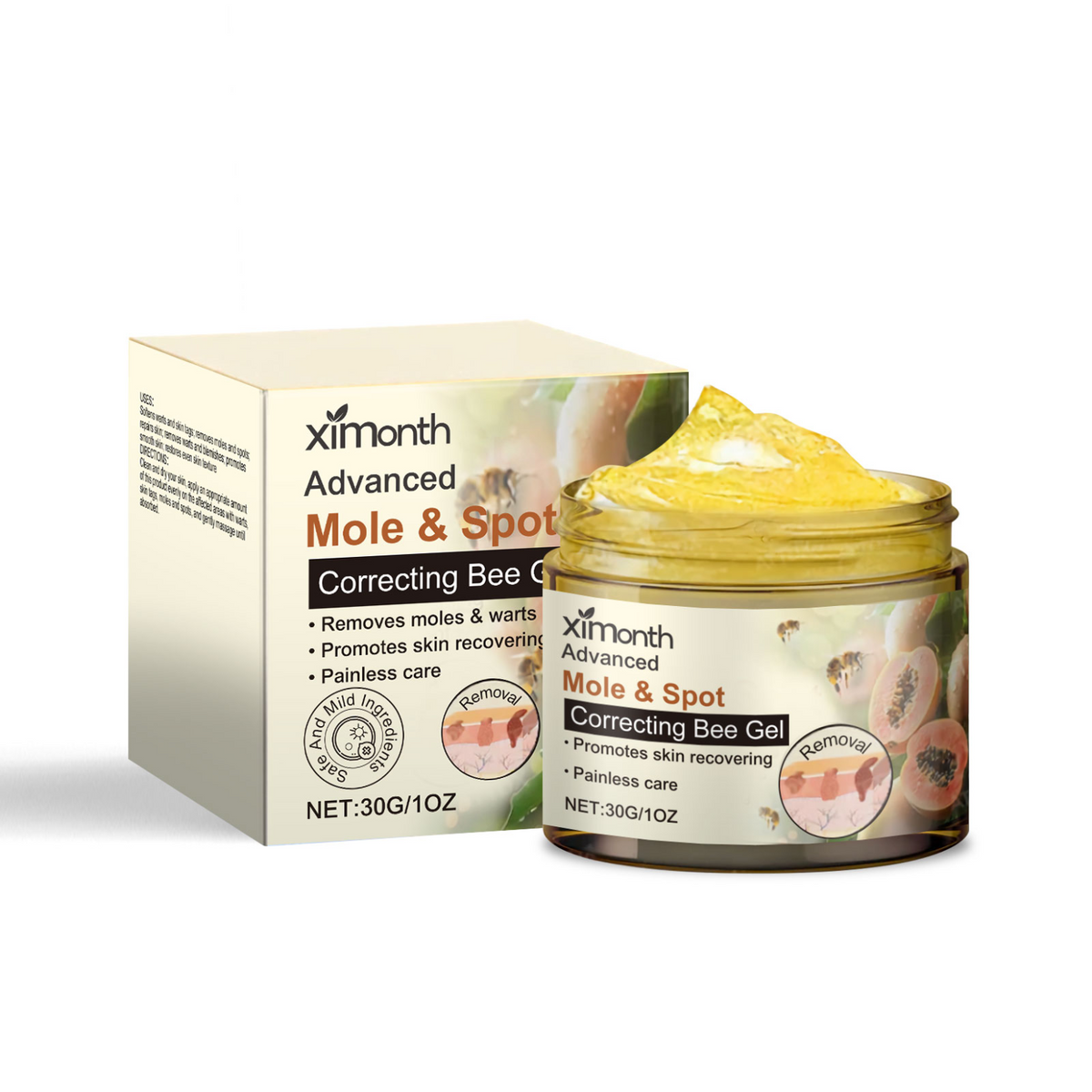 XIMONTH Mole and Spot Correcting Bee Gel 30g jar and carton