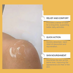 Applying Ximonth Bee Venom Cream on shoulder with effect explanation for muscle relief