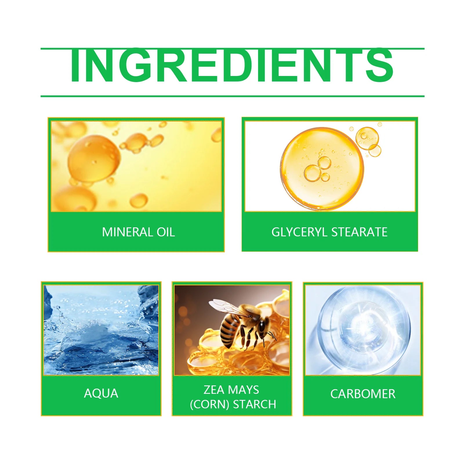Bee Venom Joint Care Cream ingredients — bee venom, mineral oil, glycerin, glycerin stearate