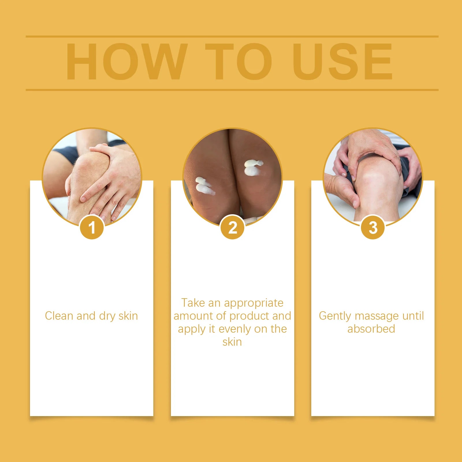 Instructions for using Ximonth Bee Venom Joint Relief Cream – clean, apply, and massage