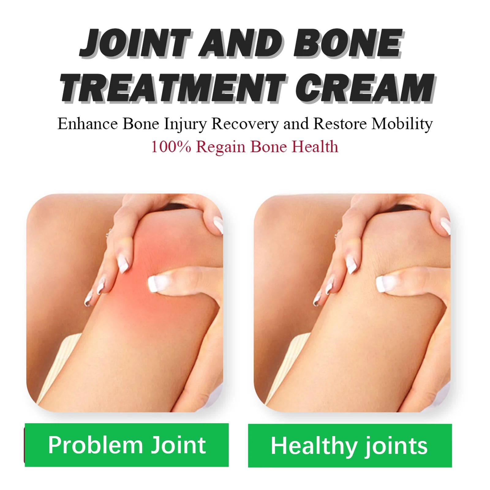 Knee pain before and after results using Bee Venom Joint Care Cream — improved mobility and reduced swelling