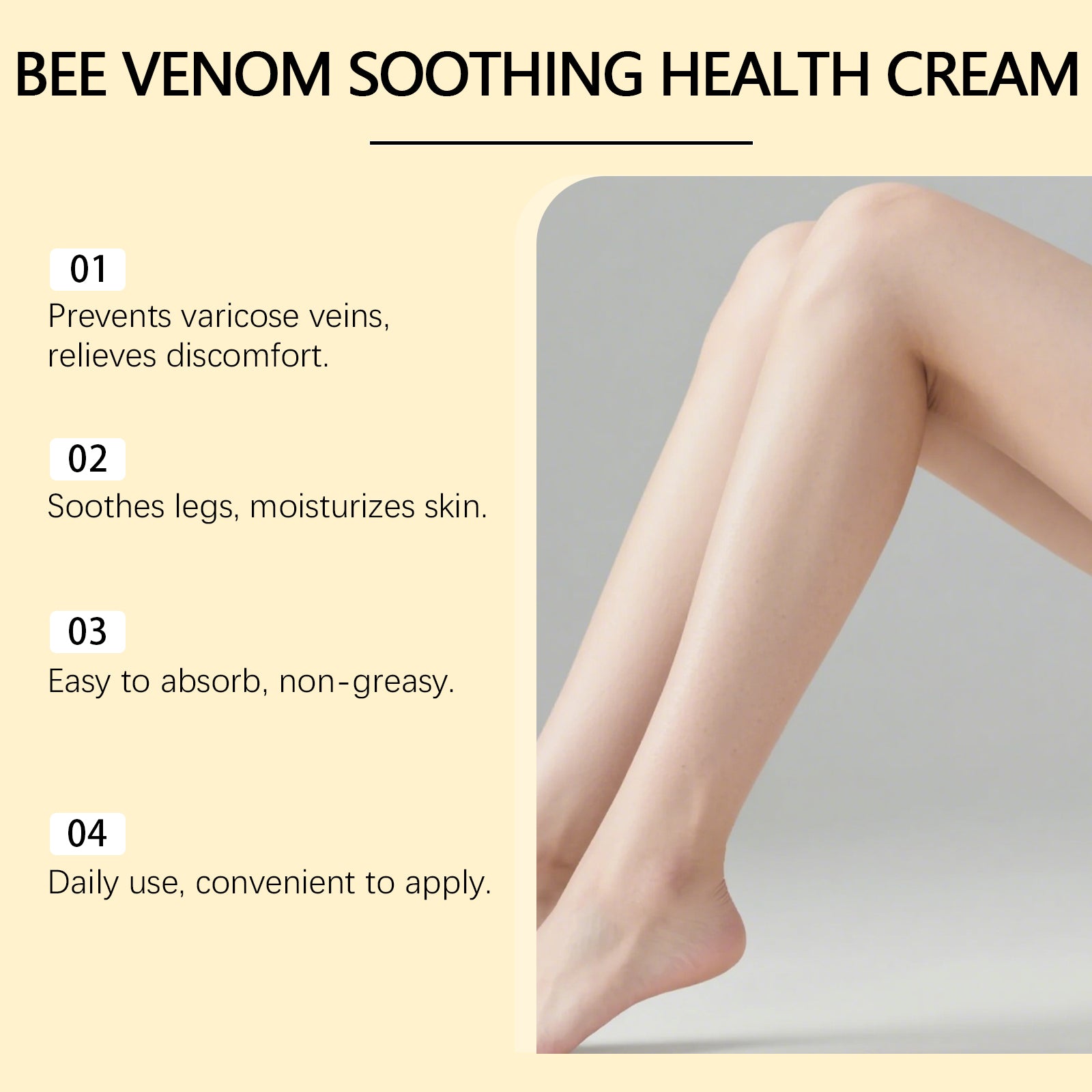 Non-greasy cream for tired-feeling legs