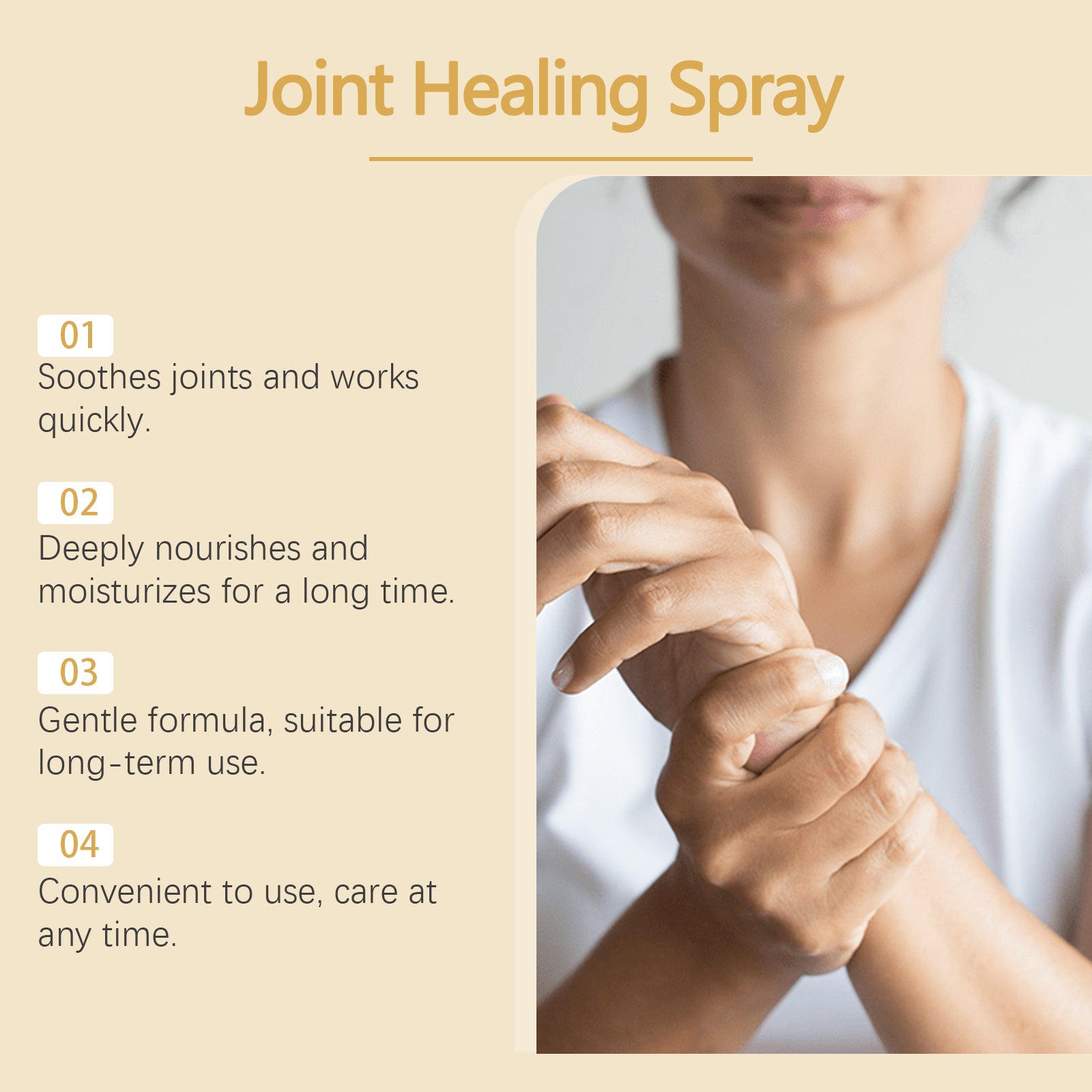 Magnesium spray feature illustration with a hand and wrist massage scene