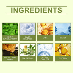Bee venom nail oil ingredients including mint and tea tree
