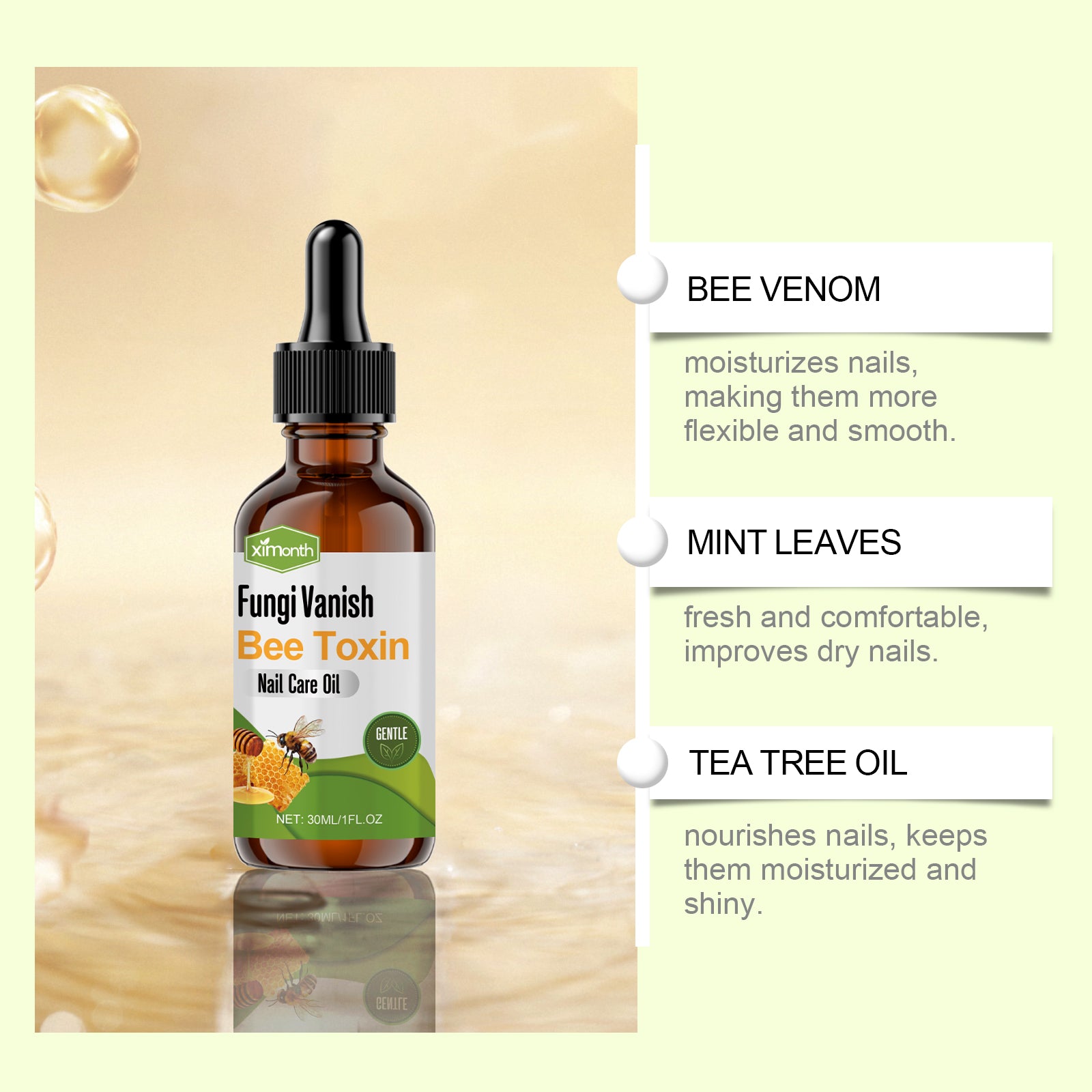 Bee venom nail oil for dry-looking nails and cuticles
