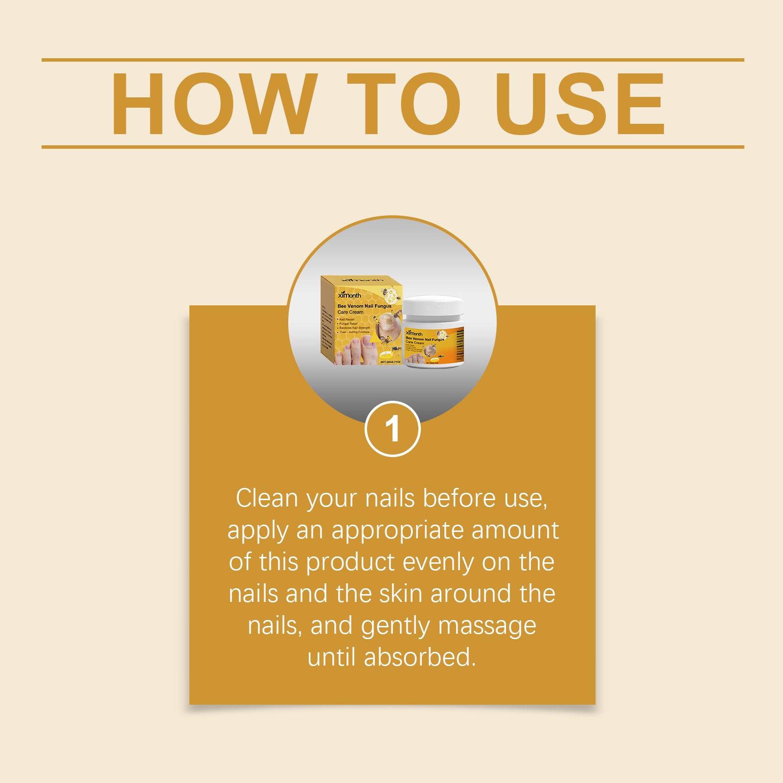 Bee venom nail fungus care cream packaging