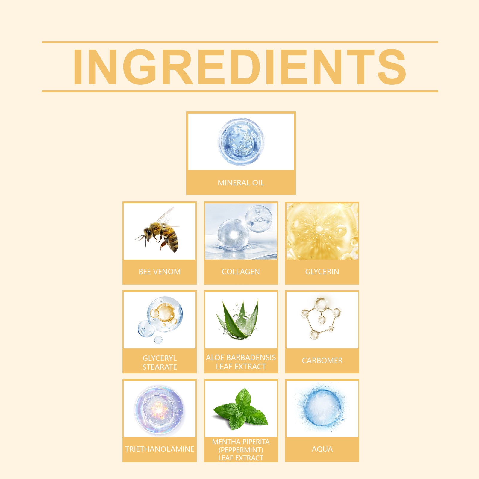 Eye cream ingredients with aloe and peppermint extract
