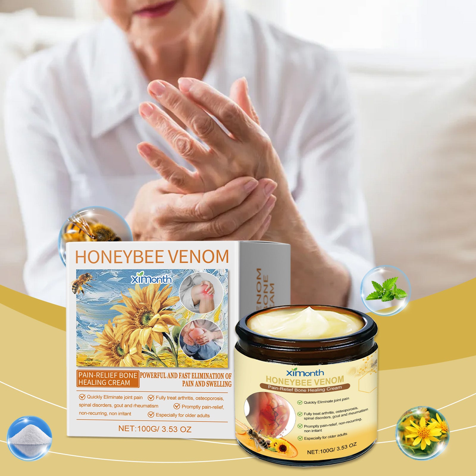 Bee venom cream for knee massage care