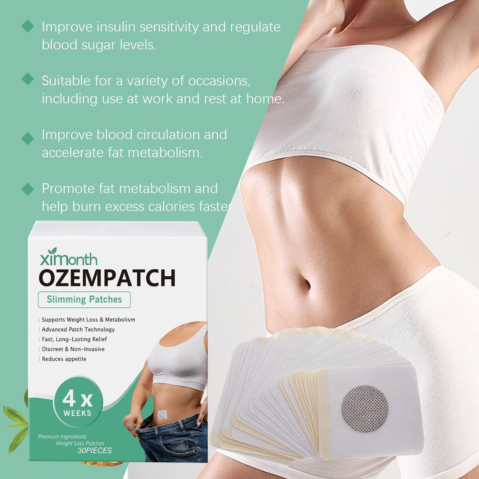 Thirty-count overnight belly button patch pack