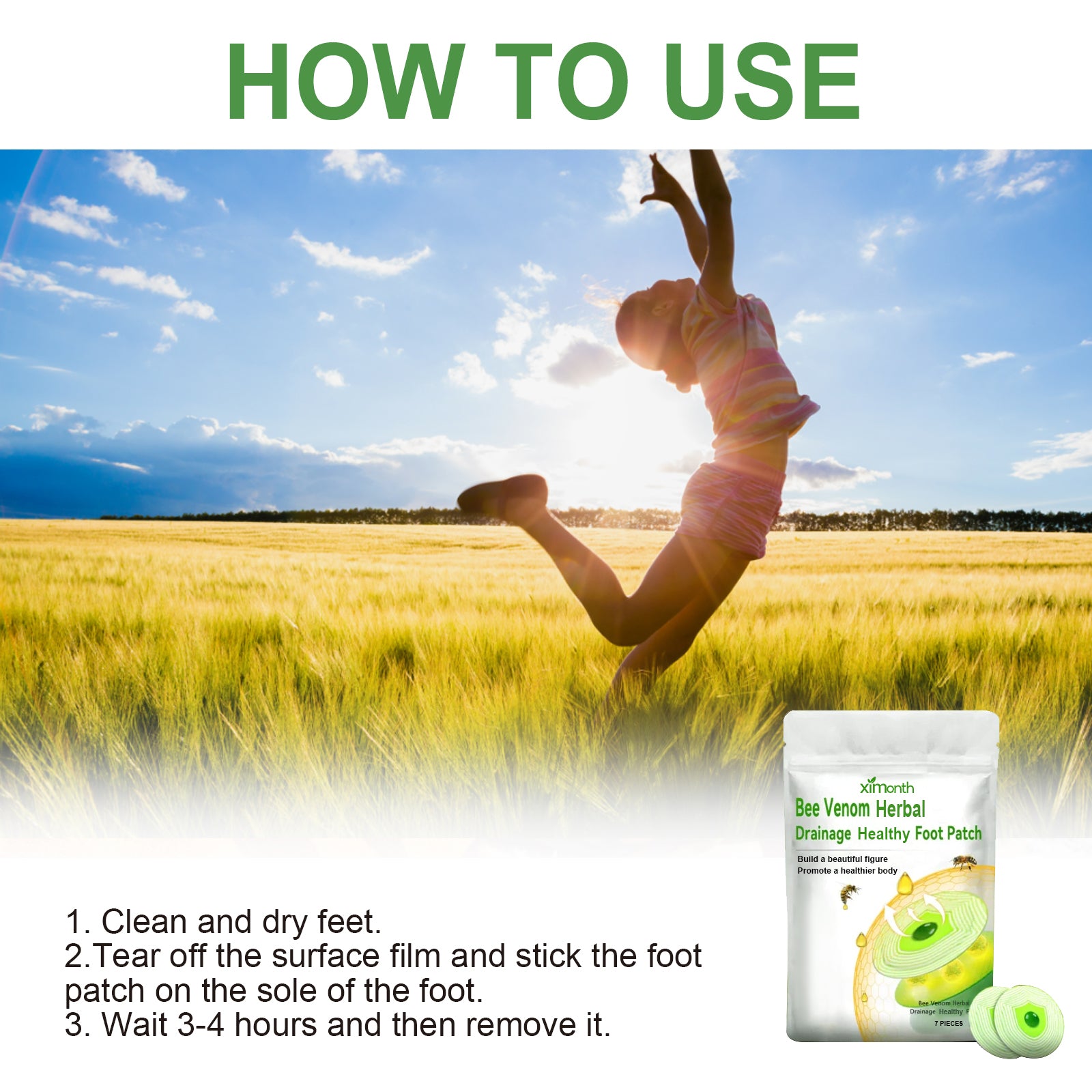 How to use XIMONTHS herbal foot patch