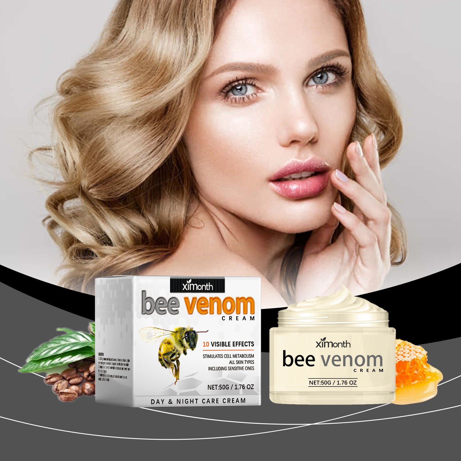 Bee venom facial moisturizer for day and night care