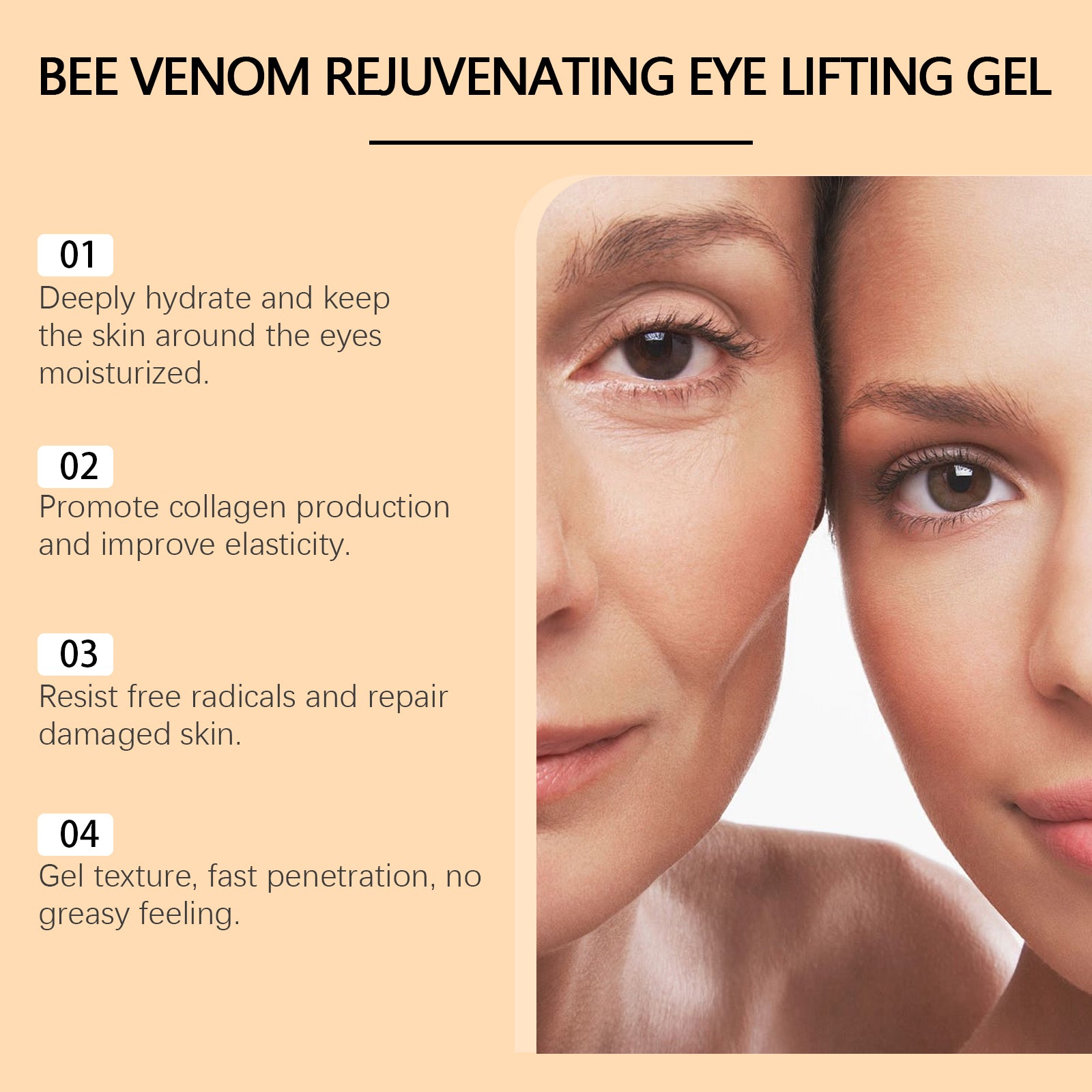 Eye gel with bee venom glycerin and collagen