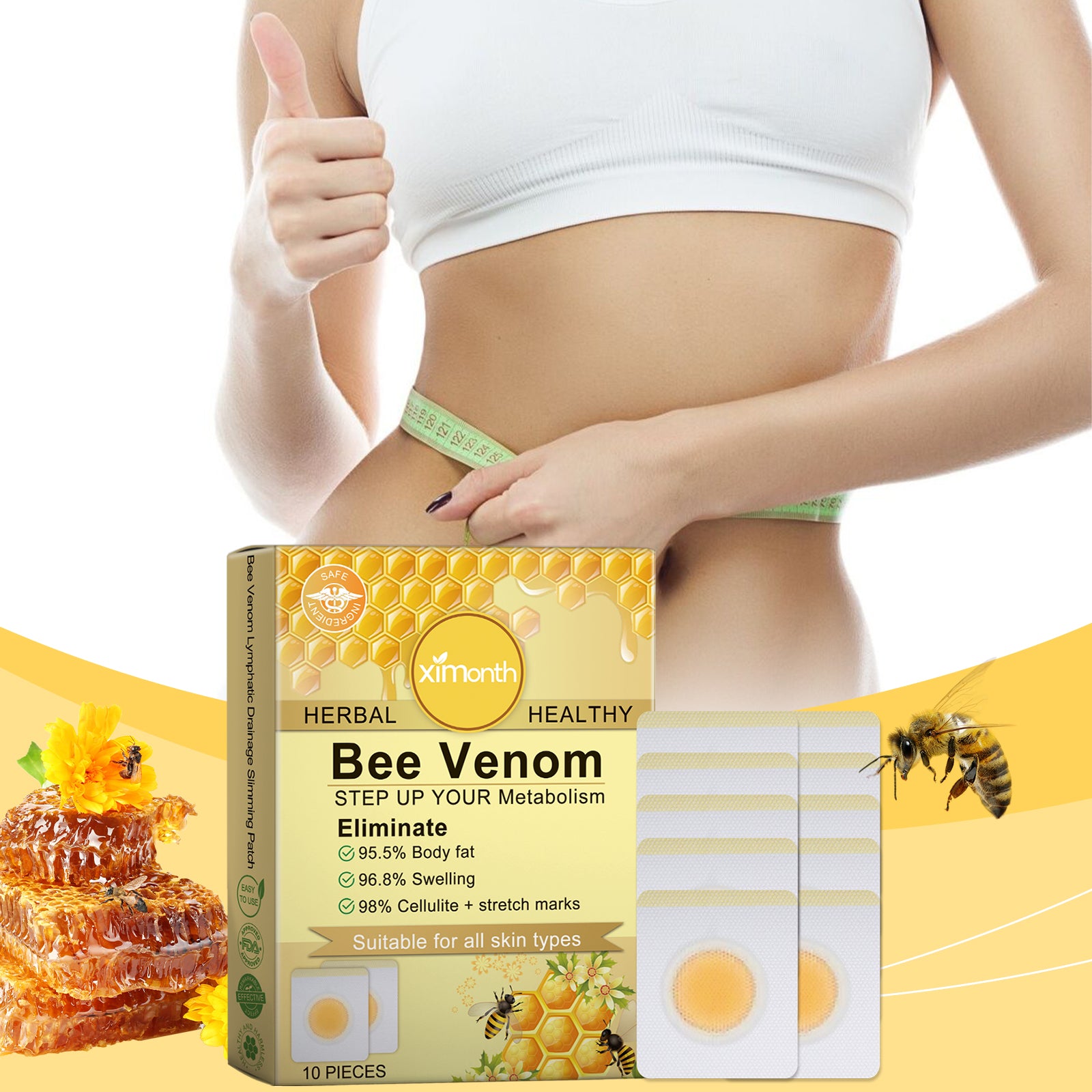 Bee venom navel patch with ginger root