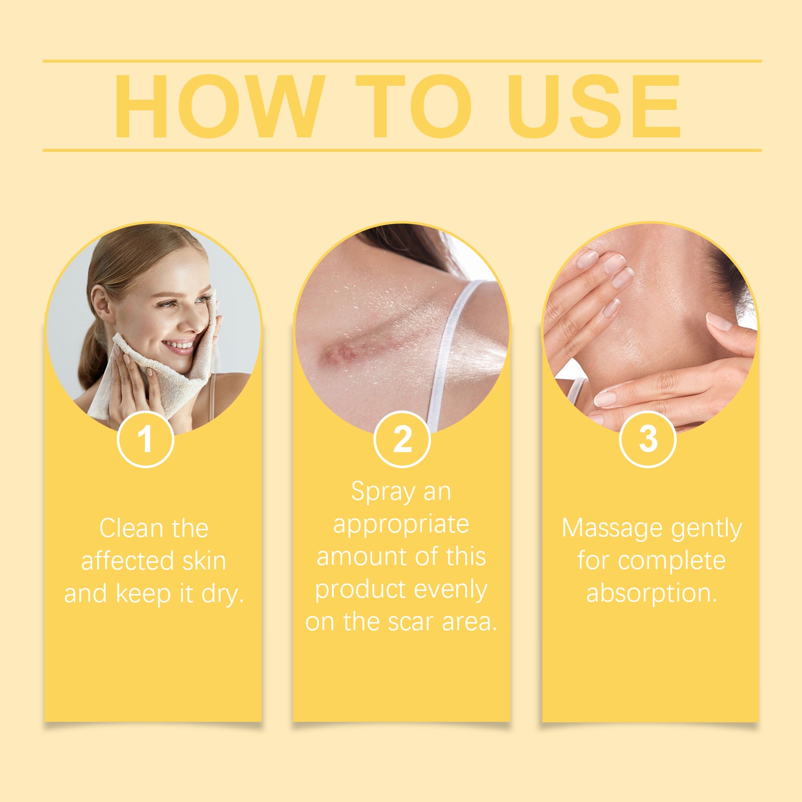 How to apply XIMONTHS scar appearance spray