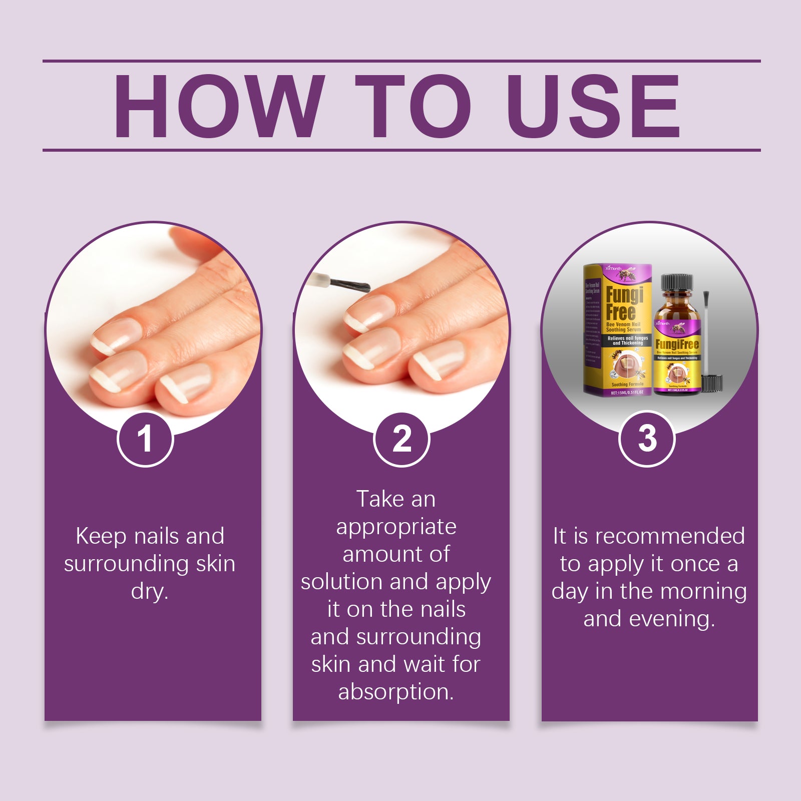How to apply XIMONTHS bee venom nail serum