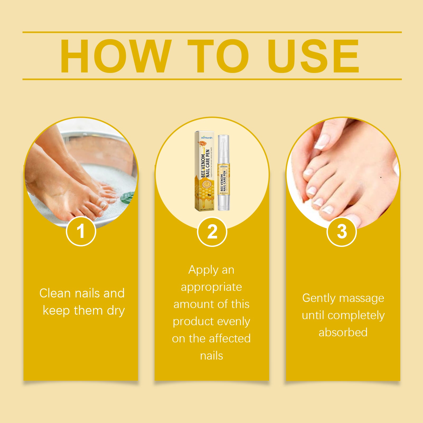 How to use XIMONTHS bee venom nail care pen