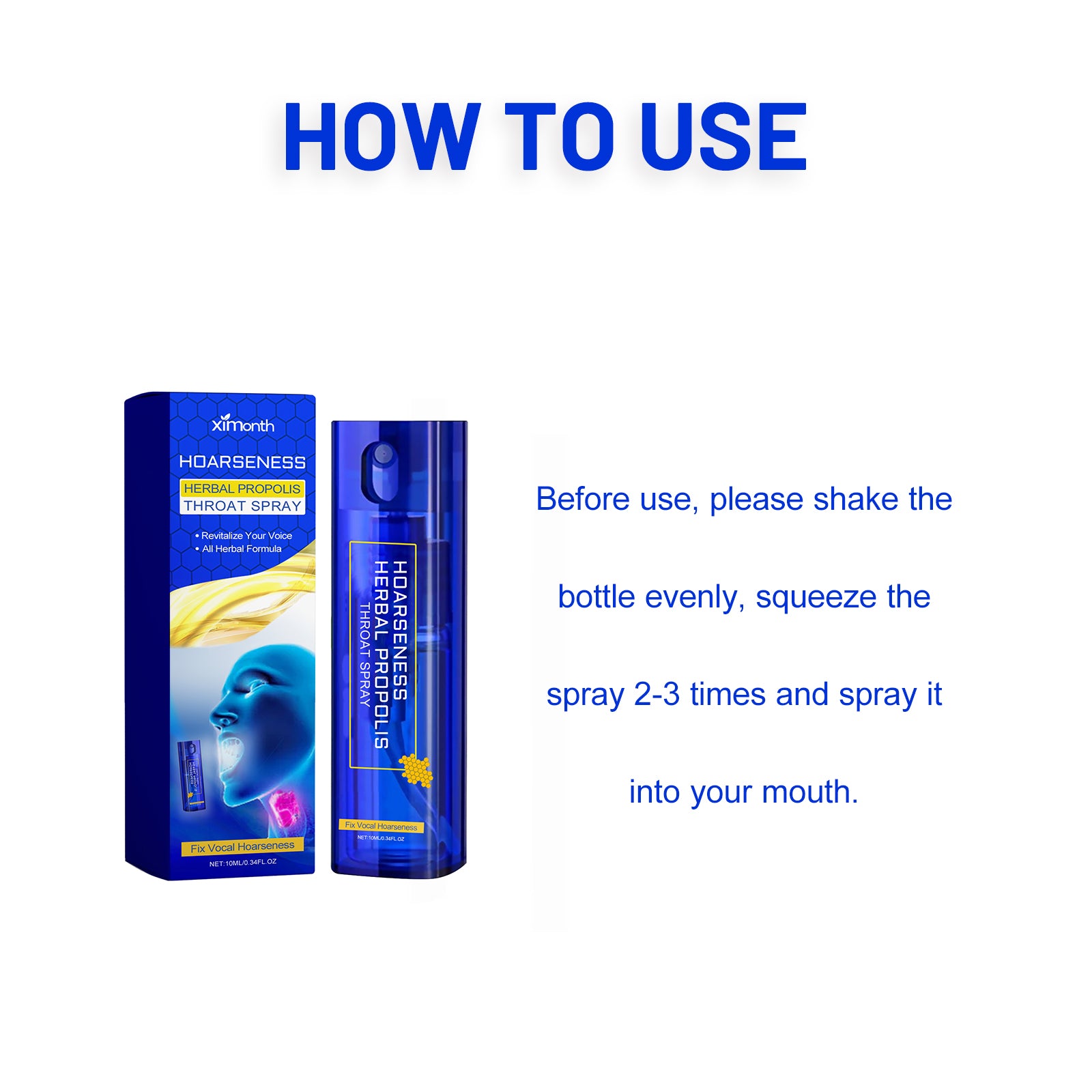 How to use XIMONTHS propolis throat spray