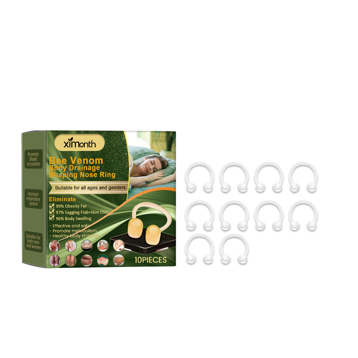XIMONTHS bee venom peppermint nasal aroma ring